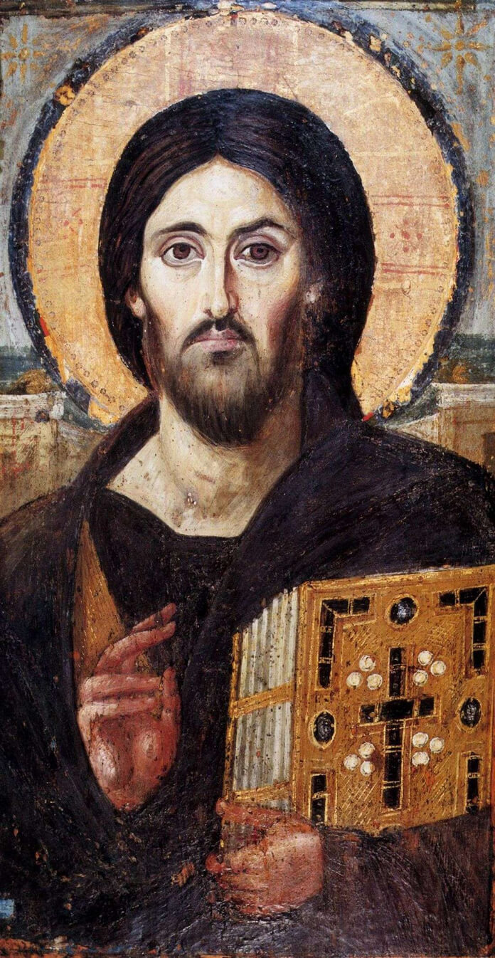 Christ the Saviour (Pantokrator), a 6th-century encaustic icon from Saint Catherine's Monastery, Mount Sinai.